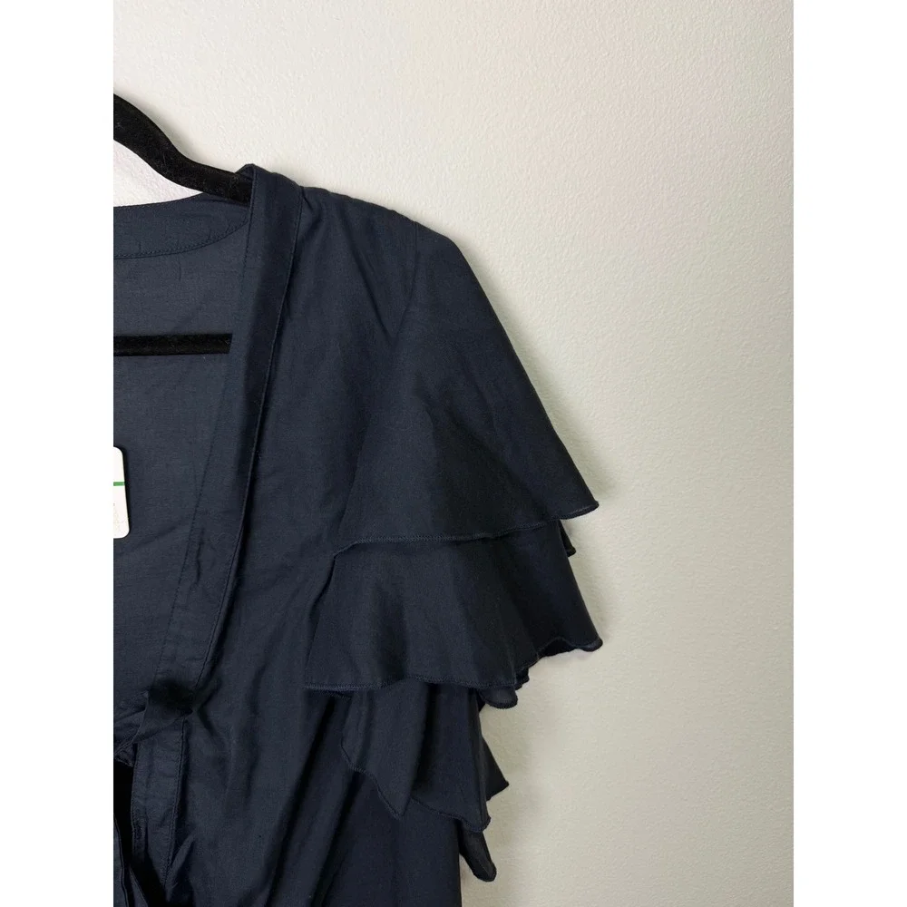 Free People Intimately Black Ruffle Sleeve Tie Front Mesh Bodysuit OB959390 L - Picture 5 of 9